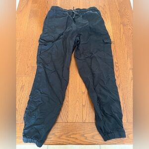 Black Women's CRTVISCTY Cargo Jogger Pants with Drawstring Waist